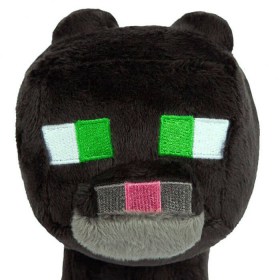 Плюшевая игрушка дымчатый кот черного цвета Майнкрафт мордочка